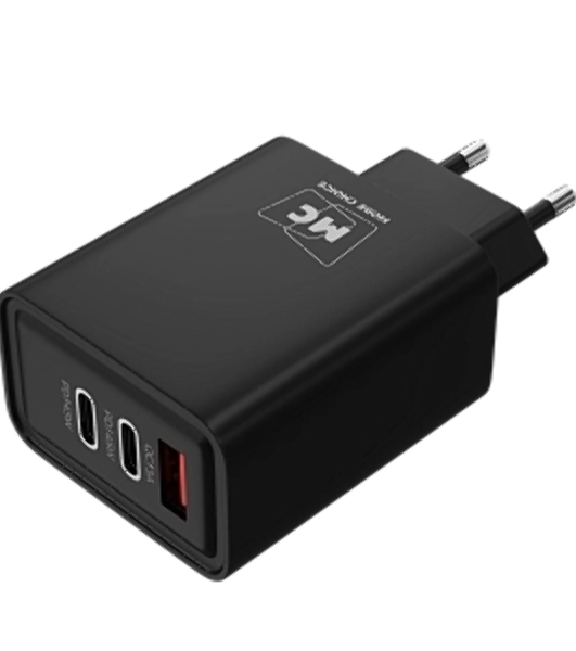 Сетевое зарядное устройство MORE CHOICE NC90 1USB+2Type-C 3.0A PD 45W, черный