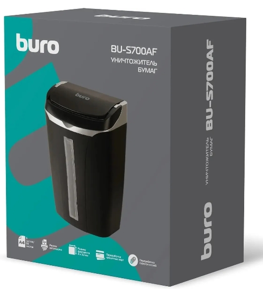 Шредер Buro Home BU-S700AF с автоподачей (секр.P-4) фрагменты 50лист. 14лтр. пл.карты