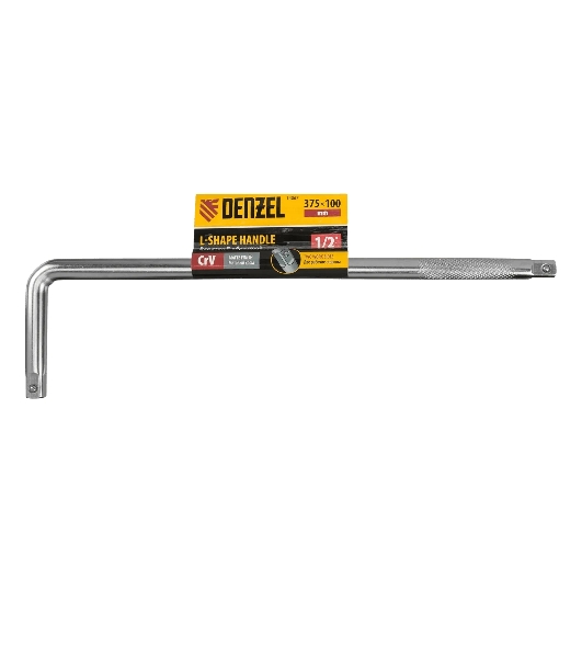 Вороток Г-образный Denzel 375x100 мм, квадрат 1/2', CrV, матовый хром