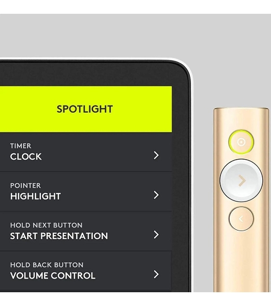 Презентер беспроводной Logitech Spotlight золотистый, радиоканал, USB, кнопки - 3
