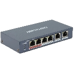 Коммутатор Hikvision DS-3E0106P-E/M(B), 4×100 Мбит/с PoE + 2×100 Мбит/с, неуправляемый, фото 1