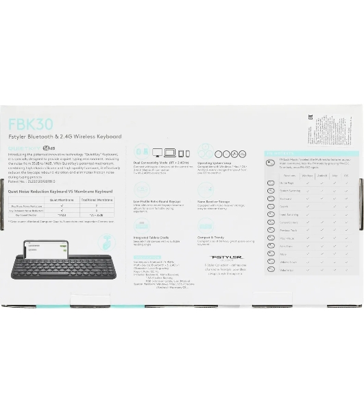Клавиатура беспроводная A4Tech Fstyler FBK30 черный/серый USB BT/Radio slim Multimedia