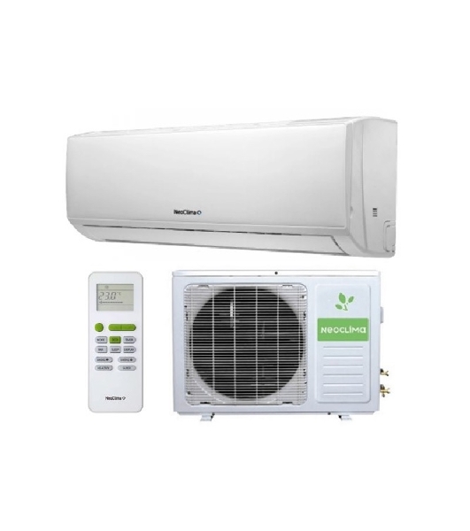 Cплит-система настенного типа Neoclima NS/NU-HAL24FWI32 инвертор, 24000 BTU, 70 м², 28 дБ, охлаждение, обогрев, осушение, белый