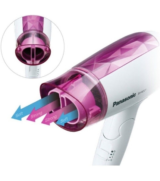 Фен Panasonic EH-ND21-P615 белый/розовый, 1200 Вт, компактный