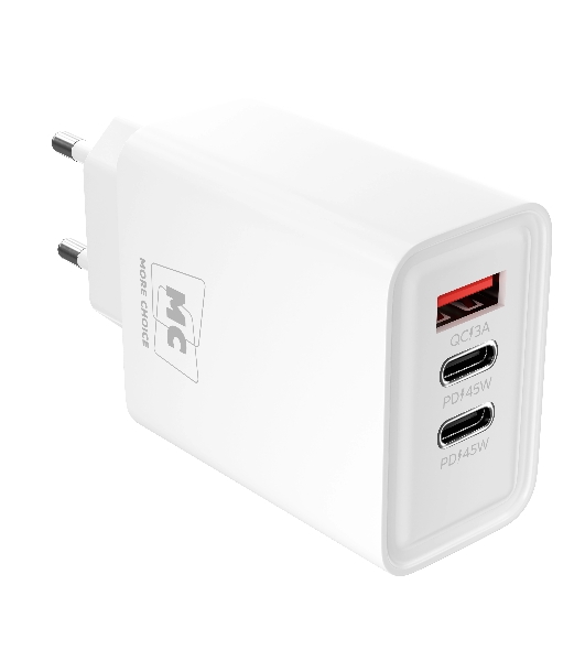 Сетевое зарядное устройство MORE CHOICE NC90 1USB+2Type-C 3.0A PD 45W, белый