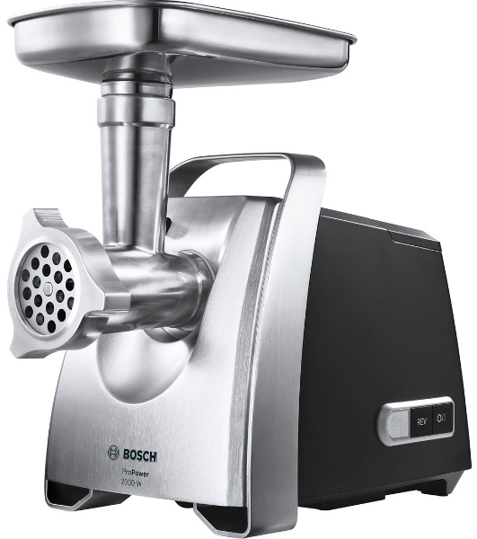 Мясорубка электрическая Bosch MFW68680 черный, 2200 Вт, 4.3 кг/мин, реверс, защита от перегрузки, насадки - 5