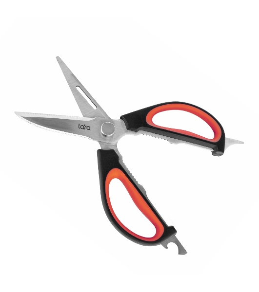 Ножницы LARA LR05-94 BLISTER 24,5 см 8 в 1 прорезиненные ручки, сверхострая заточка, нержавеющая сталь