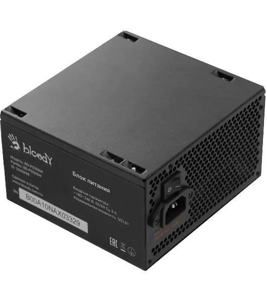 Блок питания Bloody BD-PS500W, 500Вт, 80 PLUS белый, 120мм,черный