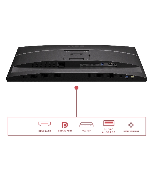 Монитор 27' AOC U27E4CV IPS 3840x2160, 60 Гц, 4 мс, 16:9, 400 кд/м², 2xHDMI 2.0, DP 1.4, DP Out, USB-C (90 Вт), USB Hub (4x USB 3.2), RJ45, 3.5 Jack, динамики (2x2 Вт), HDR Ready, Adaptive-Sync, VESA 100x100, черный