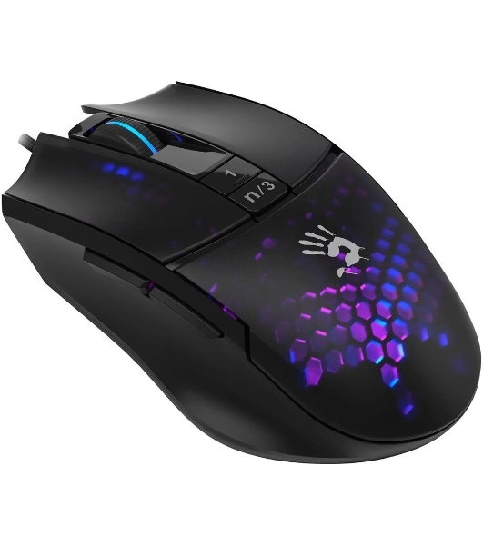Мышь проводная A4Tech Bloody L65 Max черный/фиолетовый, 12000 dpi, USB, кнопки - 7