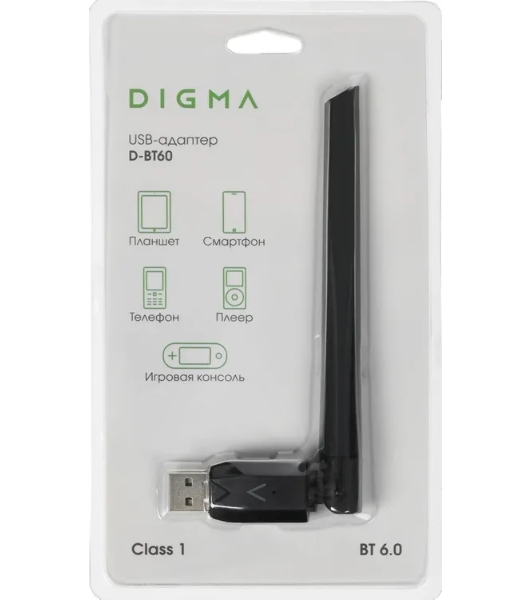 Адаптер USB Digma D-BT60 BT6.0+EDR class 1 200м черный