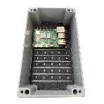 Корпус ACD XG387 Metal case IP65, 200x120x80мм, металлический, 3 отверстия (28 + 28 + 23мм) с резиновыми заглушками, серебристый, совместим с Raspberry Pi 3B, 3B+, 4, Orange Pi, фото3