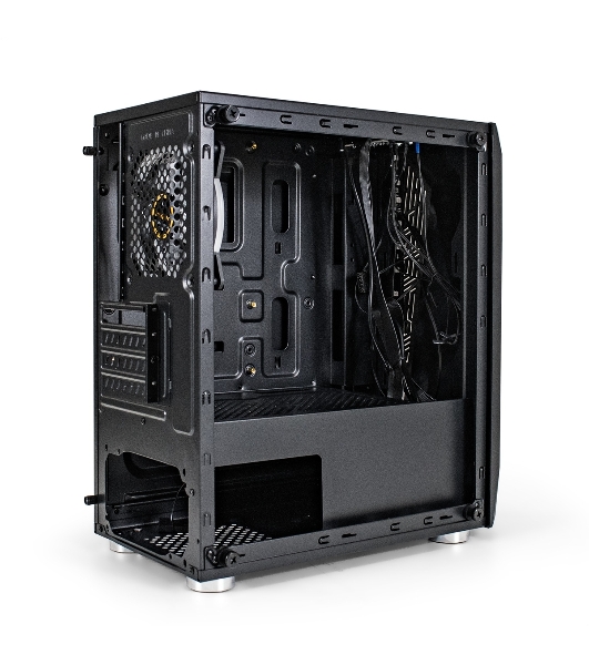 Компьютерный корпус Minitower ExeGate Mistery R2-NPX450 (mATX, БП 450NPX с вент. 12 см, 2*USB+1*USB 3.0, аудио, черный, 1 вент. 12см с RGb подсветкой и полоса на передней панели, боковая панель - закаленное стекло)