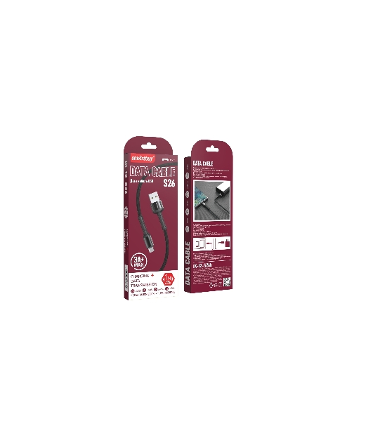 Кабель Smartbuy S26 MicroUSB черный.,3 А,QC,нейл.,1м