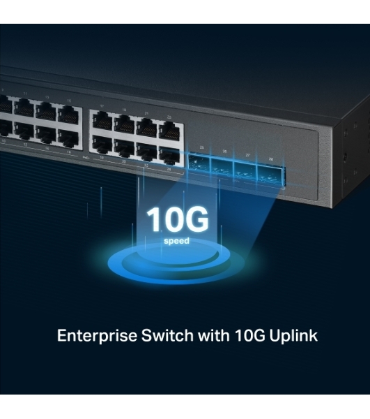Коммутатор управляемый TP-Link TL-SG3428XPP-M2 JetStream уровня 2+ с 24 портами 2,5 Gbит/с (8 портов PoE++, 16 портов PoE+) и 4 портами SFP+ 10 Gbит/с