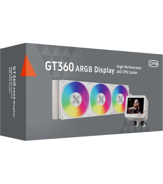Система охлаждения PCCooler GT360 ARGb Display WH (310W, 360мм, LED temp., белый, ARGb/Fans: 3x120мм, 99CFM, 41.5dBA, 3000RPM/Pump 15dBA, 2600RPM, Rad thickness 27мм/S: 1851, 1700, 1200, 115X, AM5, AM4)