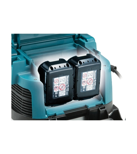 Строительный пылесос Makita DVC150LZ гибридное, белый, 320 Вт, уборка сухая/влажная, пылесборник мешок/контейнер, 15 л
