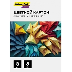 Картон цветной Silwerhof двусторонный мелованный, 8л. 8цв. A4 CREATE папка, фото 1
