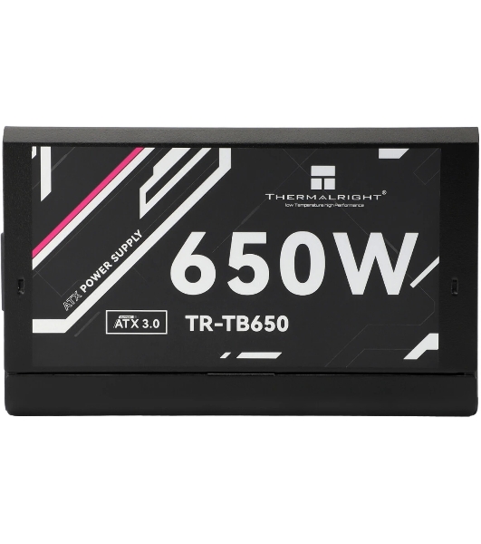 Блок питания Thermalright, 650W 80+ Bronze (ATX, 3.0, Full modular, 1x24(20+4)pin, 2xCPU 8(4+4)pin, 4xPCIe*2 8(6+2)pin, 3xSATA3, 3xMOLEX4pin, Active, 120x120мм, 150x140x86mm, APFC, черный)