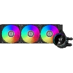 Система охлаждения PCCooler DA360 Pro ARGb Digital BK (300W, 360мм, LED temp., Black, ARGb/Fans: 3x120мм, 75.8CFM, 33.7dBA, 2200RPM/Pump height 57мм, 28dBA, 3000RPM, Rad thickness 27мм/S: 1851, 1700, 1200, 20XX, 115X, AM5, AM4), фото 1