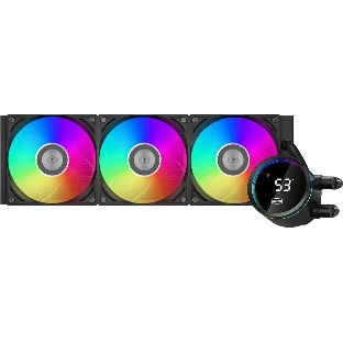 Система охлаждения PCCooler DA360 Pro ARGb Digital BK (300W, 360мм, LED temp., Black, ARGb/Fans: 3x120мм, 75.8CFM, 33.7dBA, 2200RPM/Pump height 57мм, 28dBA, 3000RPM, Rad thickness 27мм/S: 1851, 1700, 1200, 20XX, 115X, AM5, AM4)