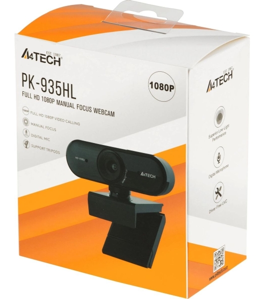 Веб-камера A4Tech PK-935HL 1920x1080, 30 кадр/с, USB Type-A, микрофон, ручная фокусировка, универсальное крепление