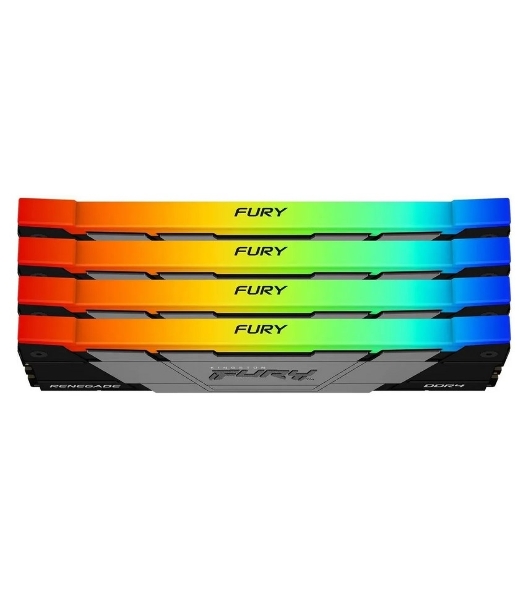 Оперативная память Kingston Fury Renegade, DDR4, 128Gb (4x32Gb), 3600MHz, CL18, DIMM, радиатор, RGB, черный/серебристый