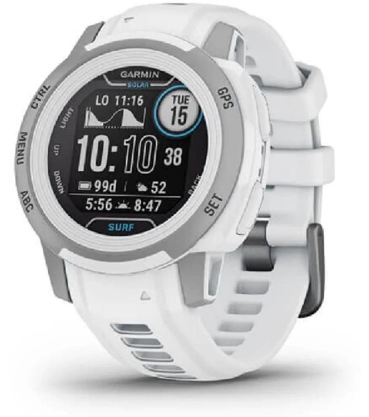 Умные часы Garmin Instinct 2S Solar Surf Edition Ericeira, 0.79' PMOLED, Wi-Fi, Bluetooth 4.2, NFC, IP68, черный / белый