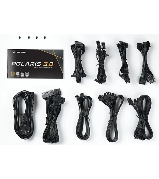 Блок питания Chieftec Polaris 3.0 PPS-1050FC-A3, 1050Вт, 80 PLUS Gold, 135мм, модульный, черный