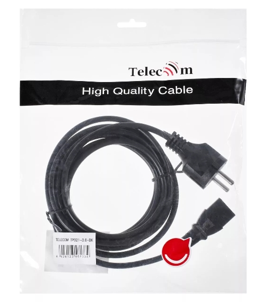 Кабель компьютер - розетка 3 м 220V (Европейский стандарт) VCOM/TELECOM