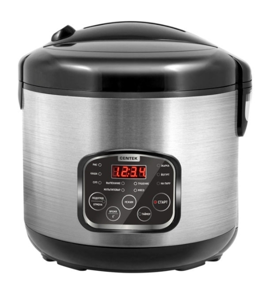 Мультиварка Centek CT-1490 (сталь)скороварка,1000Вт; 5.0л, 8 программ, ненагр крышка, а/п покр(4)