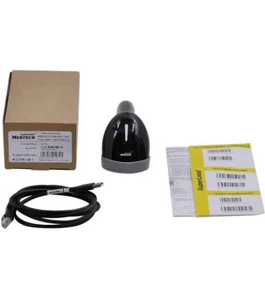 Сканер штрих-кода ручной Mertech 1300 P2D 1D/2D имидж, проводной, 100 скан/сек, USB-HID; USB-COM - эмуляция, черный
