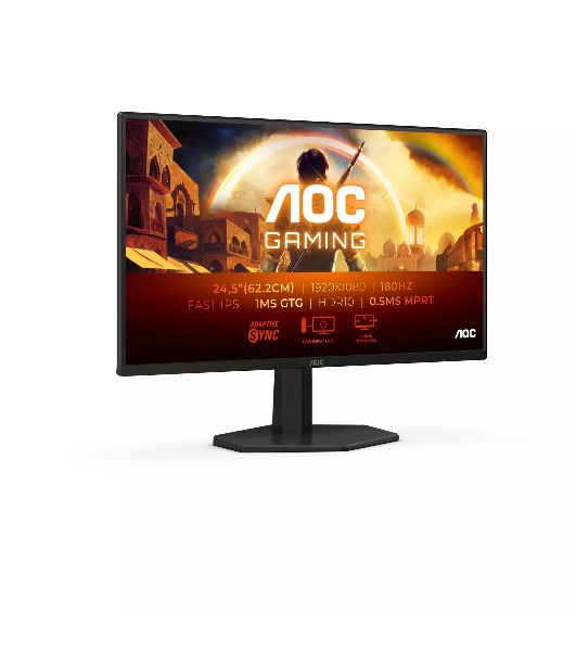 Монитор 24.5' AOC 25G42E IPS 1920x1080, 180 Гц, 1 мс, 16:9, 300 кд/м², HDMI 2.0, DP 1.4, 3.5 Jack, HDR10, Adaptive-Sync, VESA 100x100, черный