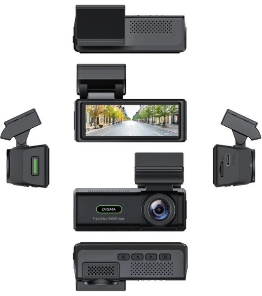 Видеорегистратор Digma FreeDrive 940W max, 3840x2160, 3.2', Wi-Fi, G-сенсор, датчик движения