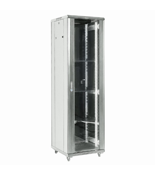 Напольный шкаф Rexant RAL 7035 19' 37U 600×600×1832 (ШxГxВ), дверь стекло, металлическая задняя дверь, боковые съемные стенки