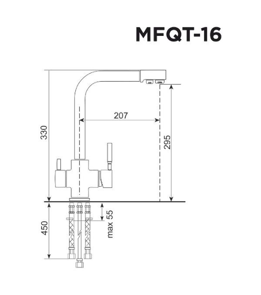 Кухонный смеситель Maunfeld MFQT-16LGR светло-серый