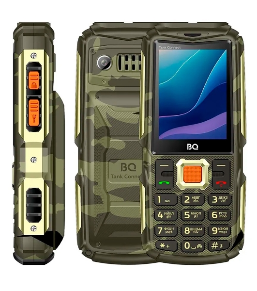 Мобильный телефон BQ 2430L Tank Connect камуфляж/золотистый