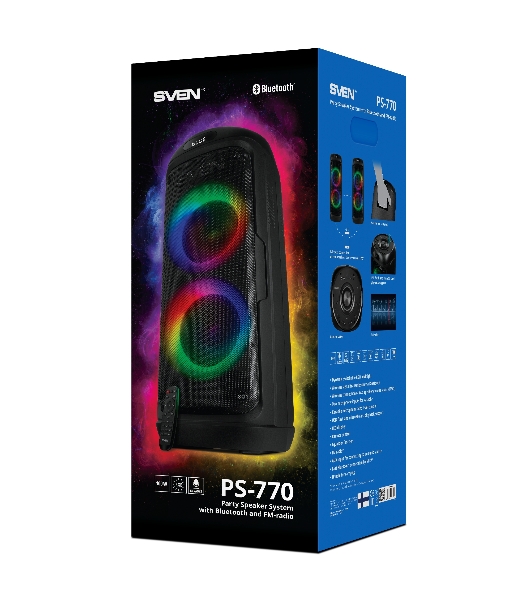 Мобильные колонки SVEN PS-770 2.0 черный 2x50W Bluetooth