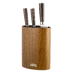 Подставка для ножей универсальная LARA LR05-101 Wood овальная Soft touch полипропилен