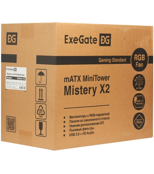 Компьютерный корпус Minitower ExeGate Mistery X2-NPX450