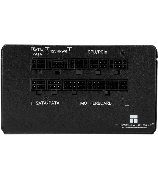 Блок питания Thermalright, 750W 80+ Bronze (ATX, 3.0, PCIe 5.0, Full modular, 1x24(20+4)pin, 2xCPU 8(4+4)pin, 4xPCIe*2 8(6+2)pin, 3xSATA3, 1x12+4pin (12VHPWR PCIe 5.0 12+4pin 600mm), 3xMOLEX4pin, Active, 120x120мм, 150x140x86mm, APFC, black)