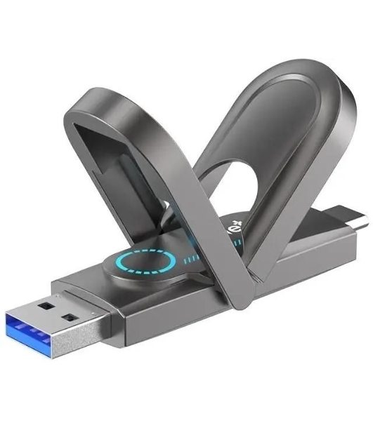 Флешка USB Netac US9 (NT03US9C-512G-32TA), 512Gb, USB 3.2 Gen2 Type-A/USB Type-C, R/W 1000/900, серебристый