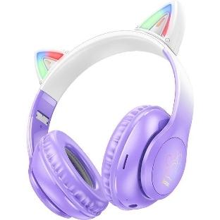 Беспроводные/проводные наушники Hoco W42 фиолетовый, накладные, Bluetooth + проводной, до 10 ч.