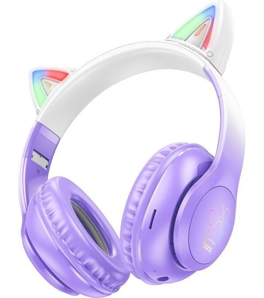 Беспроводные/проводные наушники Hoco W42 фиолетовый, накладные, Bluetooth + проводной, до 10 ч.