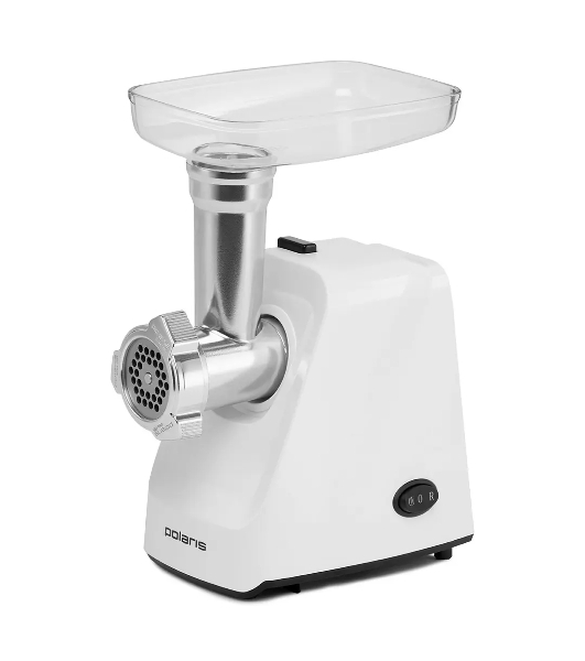 Мясорубка электрическая Polaris PMG1852 RUS белый, 1800 Вт, 2.0 кг/мин, реверс, защита от перегрузки, насадки - 2