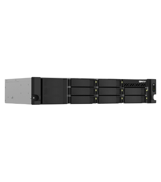 Сетевое хранилище SMB QNAP TS-873AeU-4G NAS 8x3.5/2.5 SATA/SSD trays, 2 x M2 PCIe, 2x 2.5 GbE, 2U rackmount, 1 PSU. AMD Ryzen V1500B 4-core/8-thread 2.2 GHz processor, 4 Gb DDR4 RAM (1*4 Gb) up to 64Gb (2*32 Gb). W/o rail kit RAIL-B02