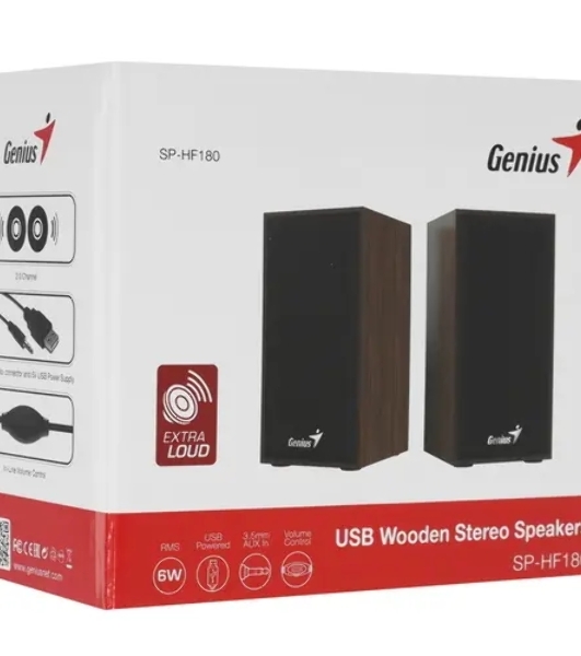 Акустическая система Genius SP-HF180, 2.0, 2 x 3W, USB-power, Wood