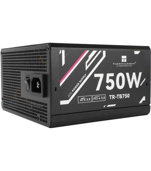 Блок питания Thermalright, 750W 80+ Bronze (ATX, 3.0, PCIe 5.0, Full modular, 1x24(20+4)pin, 2xCPU 8(4+4)pin, 4xPCIe*2 8(6+2)pin, 3xSATA3, 1x12+4pin (12VHPWR PCIe 5.0 12+4pin 600mm), 3xMOLEX4pin, Active, 120x120мм, 150x140x86mm, APFC, black)
