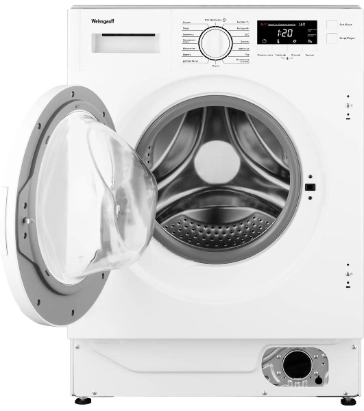 Встраиваемая стиральная машина Weissgauff WMI 6147 Inverter Steam класс:A+++, загрузка до 7кг, отжим:1400об/мин, белый