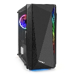 Компьютерный корпус Minitower ExeGate Mistery R2-NPX600 (mATX, БП 600NPX с вент. 12 см, 2*USB+1*USB 3.0, аудио, черный, 1 вент. 12см с RGb подсветкой и полоса на передней панели, боковая панель - закаленное стекло), фото 1